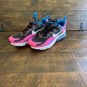 Nike Air Max 270 React Pink Black Blue Sneakers Sz 6.5 kids = 8.5 women